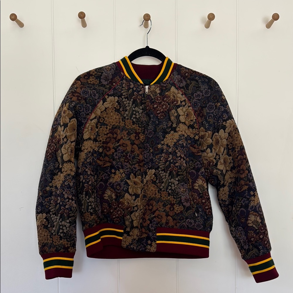 Floral Patterned Bomber Jacket - image 1